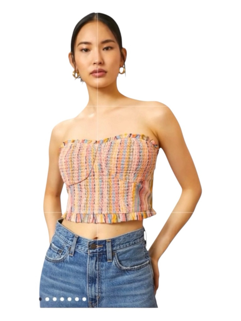 ANTHROPOLOGIE PILCRO Rainbow Smocked Crop Top, Size M.